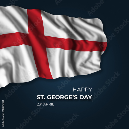 England St Georges day greetings card with flag