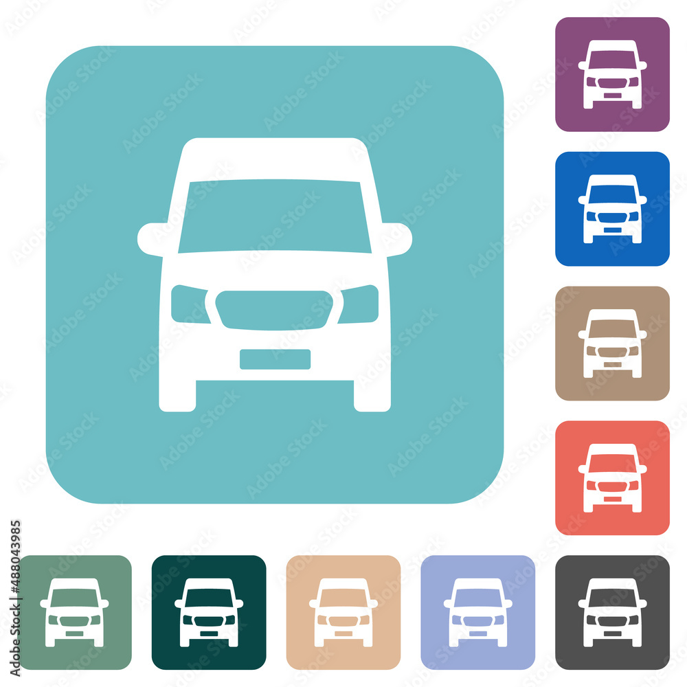 Van front view rounded square flat icons Van front view rounded square flat icons