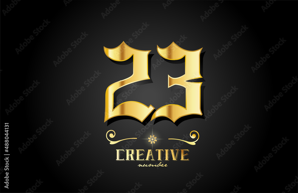 golden 23 number icon logo design. Creative template for business golden 23 number icon logo design. Creative template for business