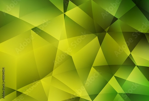 Light Green, Yellow vector shining triangular backdrop.