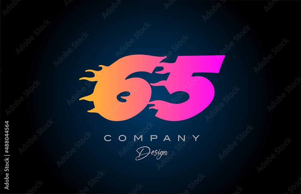 pink blue 65 number icon logo design. Creative template for business pink blue 65 number icon logo design. Creative template for business