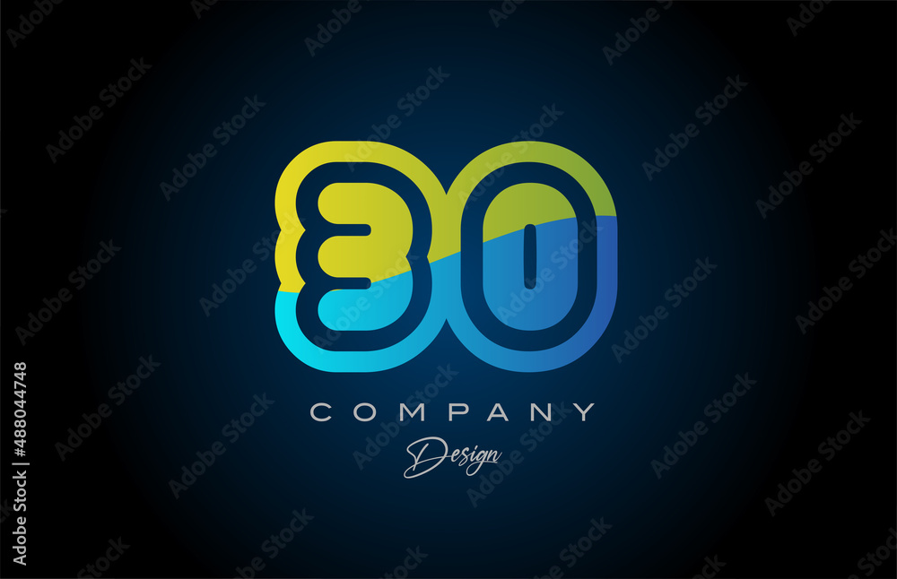 30 green blue number logo icon design. Creative template for company and business