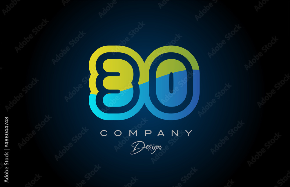 30 green blue number logo icon design. Creative template for company and business 30 green blue number logo icon design. Creative template for company and business