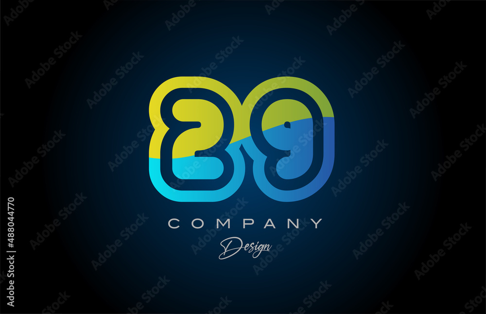 29 green blue number logo icon design. Creative template for company and business