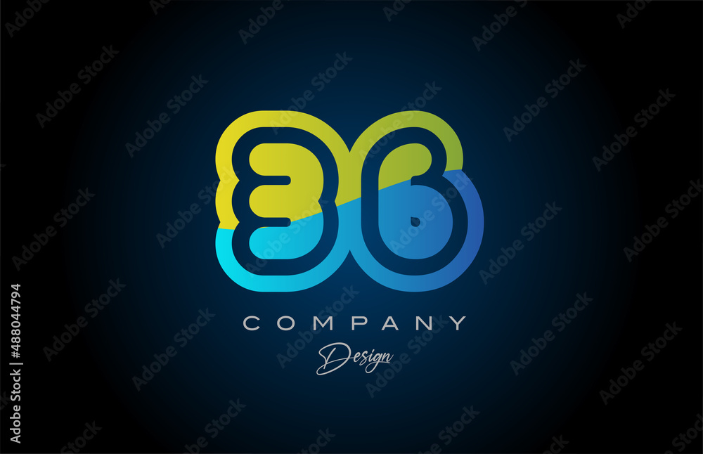 36 green blue number logo icon design. Creative template for company and business 36 green blue number logo icon design. Creative template for company and business