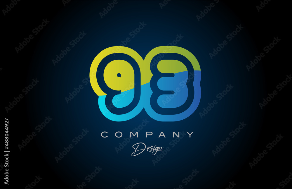 93 green blue number logo icon design. Creative template for company and business 93 green blue number logo icon design. Creative template for company and business