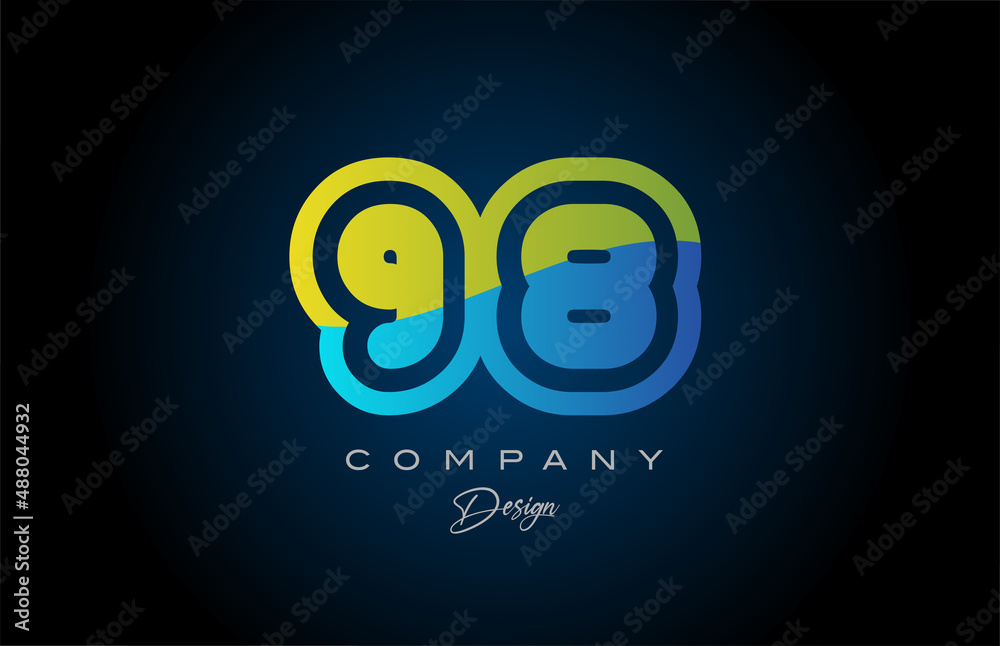 98 green blue number logo icon design. Creative template for company and business