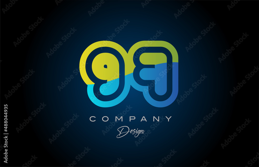 97 green blue number logo icon design. Creative template for company and business