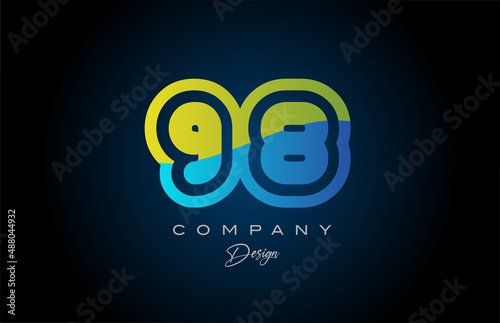 98 green blue number logo icon design. Creative template for company and business
