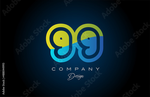 99 green blue number logo icon design. Creative template for company and business
