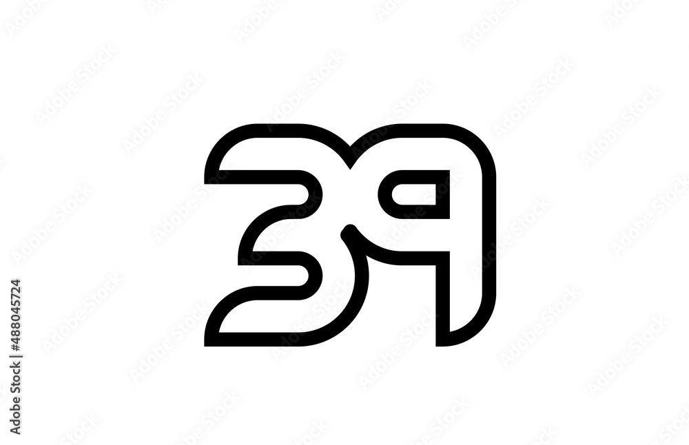 black and white line 39 number logo icon design. Creative template for business and company