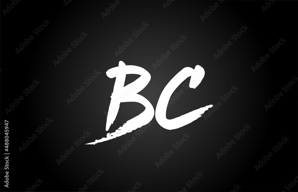 black and white BC alphabet letter logo icon design. Grunge handwritten letter combination for business or company black and white BC alphabet letter logo icon design. Grunge handwritten letter combination for business or company
