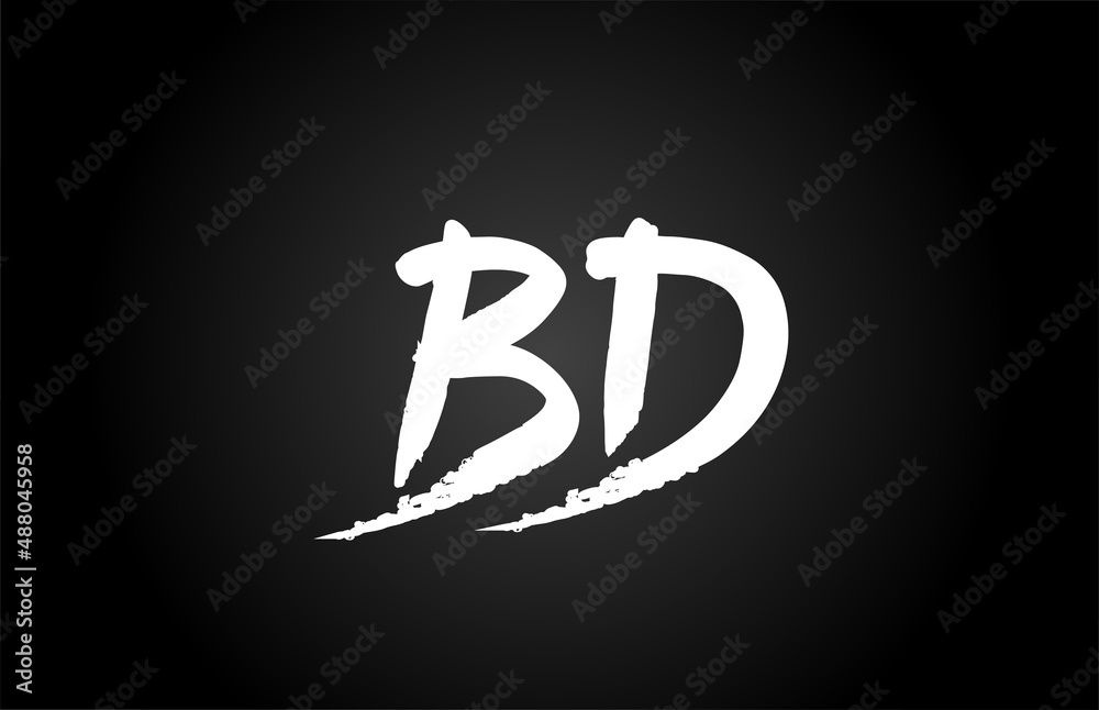 black and white BD alphabet letter logo icon design. Grunge handwritten letter combination for business or company