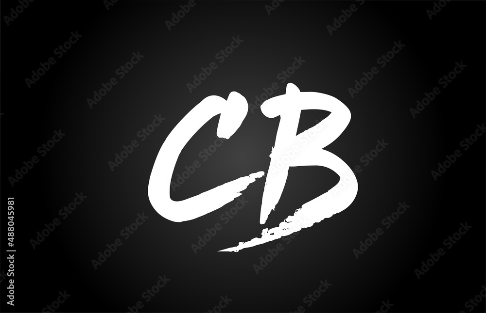 black and white CB alphabet letter logo icon design. Grunge handwritten letter combination for business or company