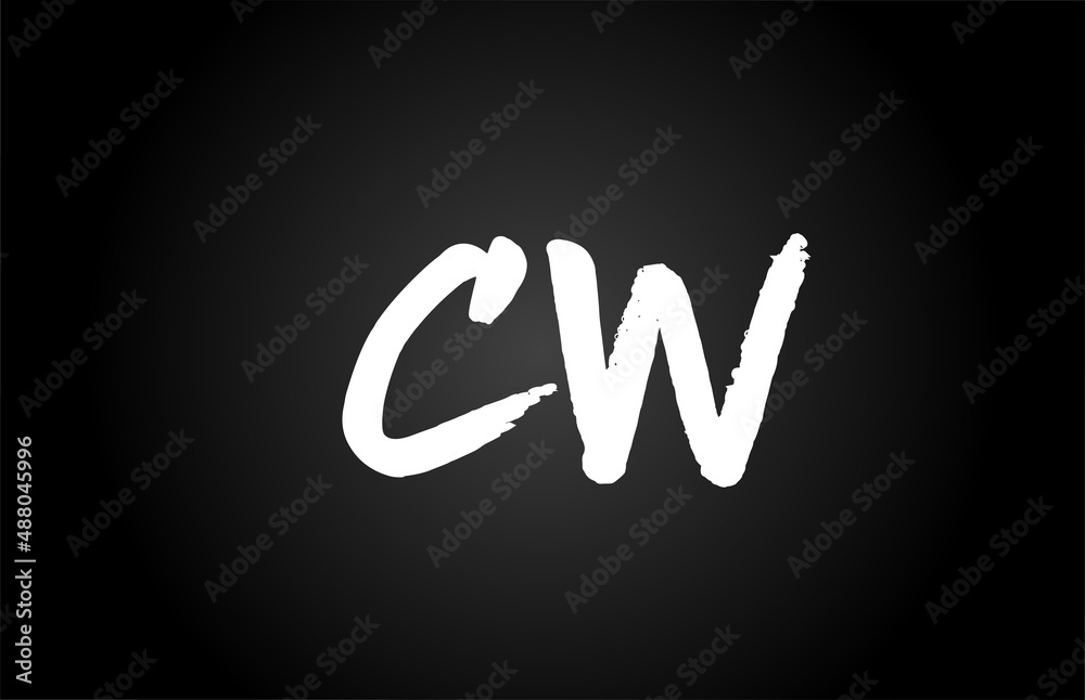 black and white CW alphabet letter logo icon design. Grunge handwritten letter combination for business or company black and white CW alphabet letter logo icon design. Grunge handwritten letter combination for business or company