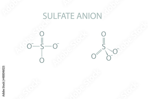 Sulfate anion molecular skeletal chemical formula.	