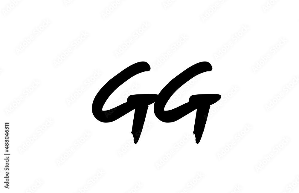 GG alphabet letter logo icon design in black and white. Grunge handwritten letter combination for company or business GG alphabet letter logo icon design in black and white. Grunge handwritten letter combination for company or business