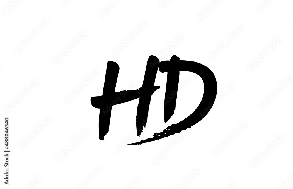 HD alphabet letter logo icon design in black and white. Grunge handwritten letter combination for company or business HD alphabet letter logo icon design in black and white. Grunge handwritten letter combination for company or business
