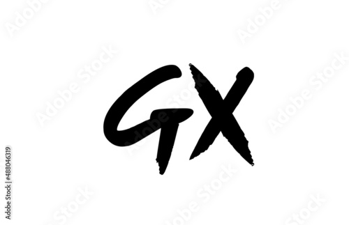 GX alphabet letter logo icon design in black and white. Grunge handwritten letter combination for company or business