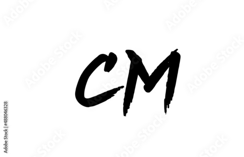 CM alphabet letter logo icon design in black and white. Grunge handwritten letter combination for company or business