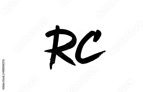RC alphabet letter logo icon design in black and white. Grunge handwritten letter combination for company or business