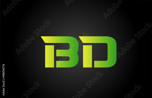 green BD alphabet letter icon logo design. Creative letter combination for company or business