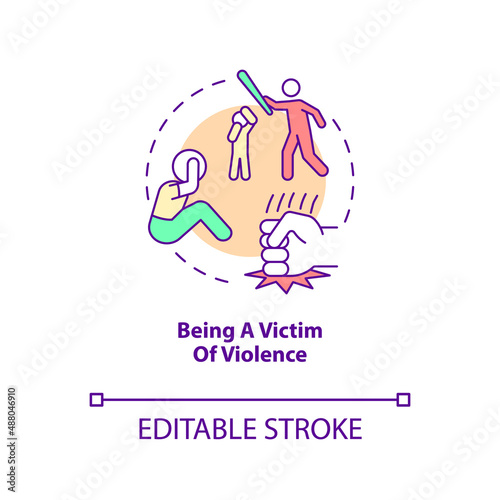 Being victim of violence concept icon. Negative childhood experience abstract idea thin line illustration. Rough childhood. Isolated outline drawing. Editable stroke. Arial, Myriad Pro-Bold fonts used