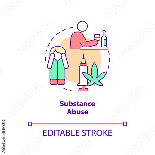 Substance abuse concept icon. Adverse and stressful experience abstract idea thin line illustration. Rough childhood. Isolated outline drawing. Editable stroke. Arial, Myriad Pro-Bold fonts used