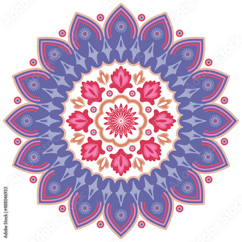 Abstract floral ornament for print and decoration. Cute mandala for fabric