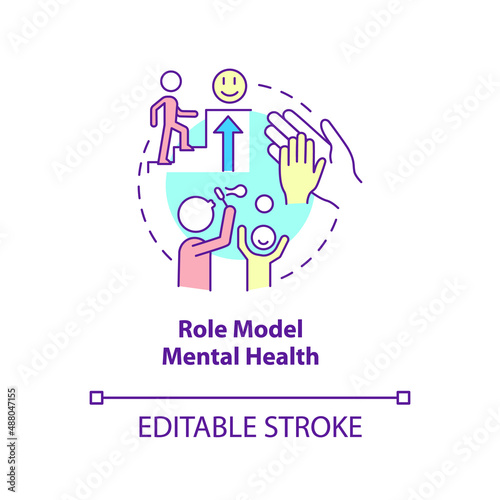 Role model mental health concept icon. Kids mental toughness development abstract idea thin line illustration. Isolated outline drawing. Editable stroke. Arial, Myriad Pro-Bold fonts used