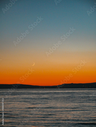 Late sunset over the lake