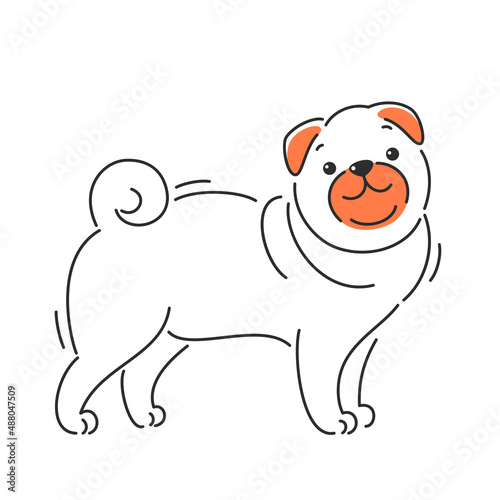Mops dog. Cartoon vector illustration