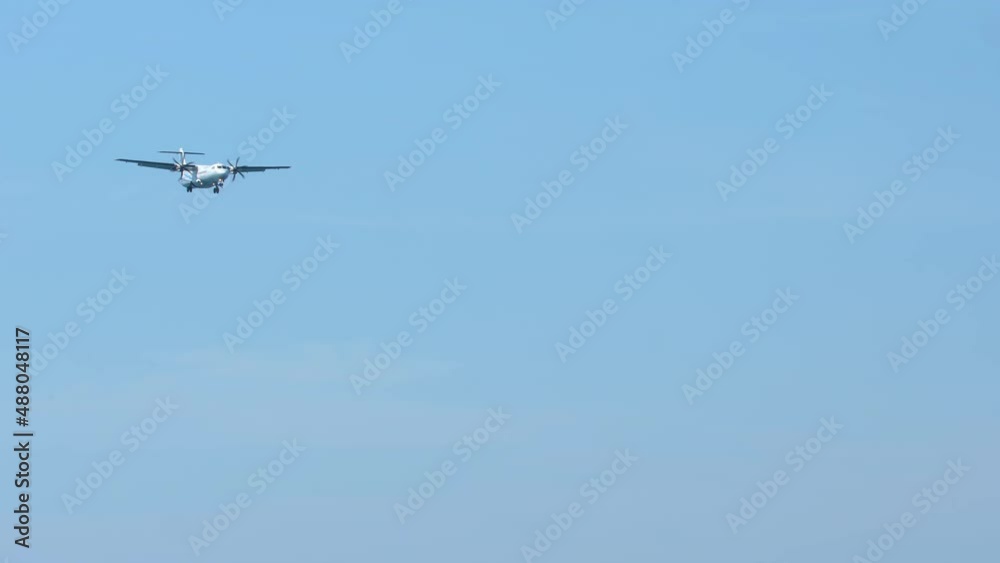 Turboprop airplane approaching Turboprop airplane approaching
