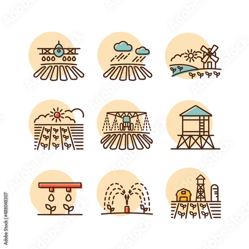 Farm Field vector icon. Agriculture irrigation sign