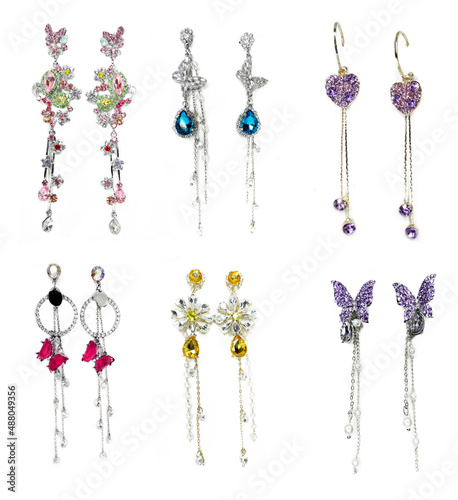 jewelry fashion earrings set with colorful crystals