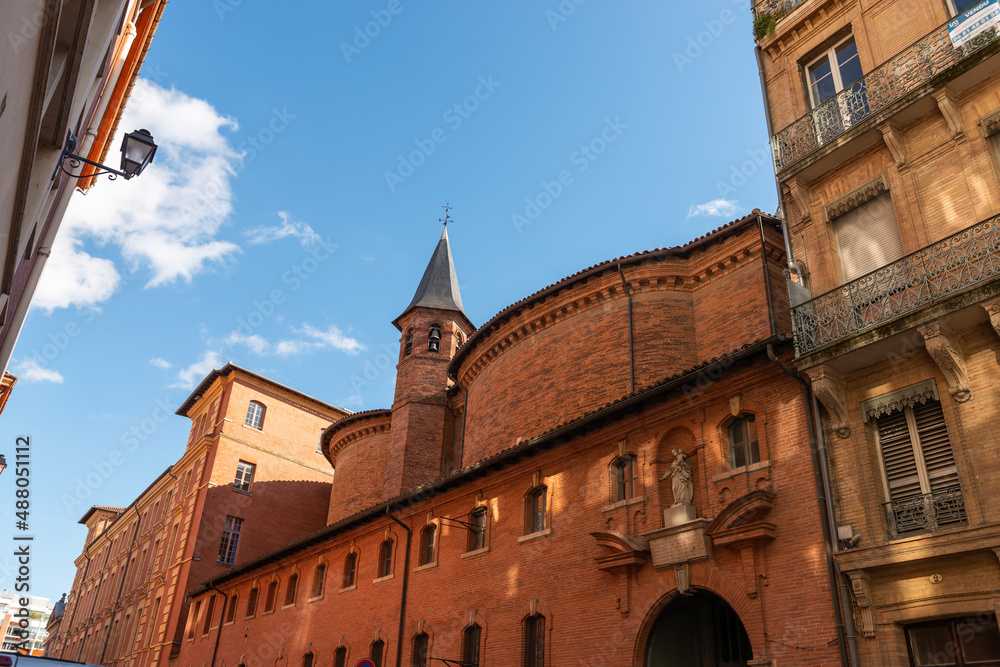 Typical brick facades in Toulouse, Haute Garonne, Occitanie, France