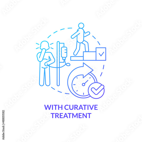 With curative treatment blue gradient concept icon. Patient help. Palliative care characteristic abstract idea thin line illustration. Isolated outline drawing. Myriad Pro-Bold fonts used © bsd studio
