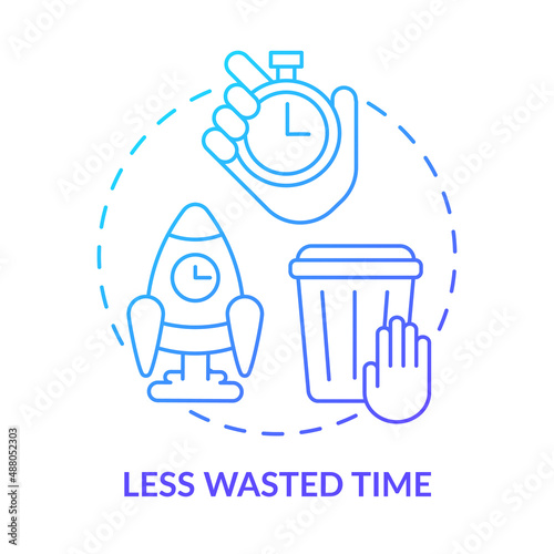 Less wasted time blue gradient concept icon. Faster decisions. Benefits of automation in banking abstract idea thin line illustration. Isolated outline drawing. Myriad Pro-Bold font used