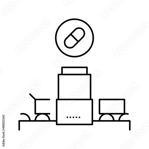 medicine manufacturing plant line icon vector illustration