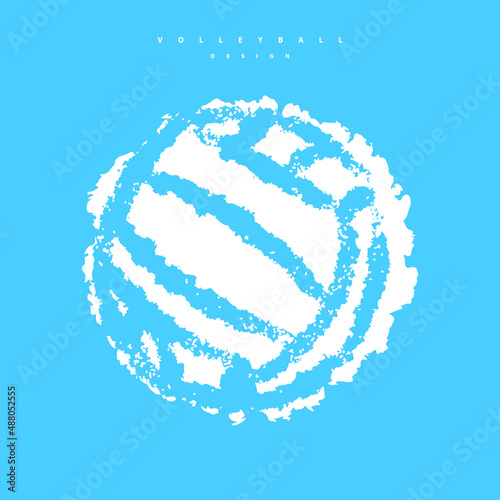 Vector illustration for volleyball, vector abstract ball. Elements for design banner, poster, flyer, print for T-shirts. Hand drawing, sketch. Grunge style, logo.