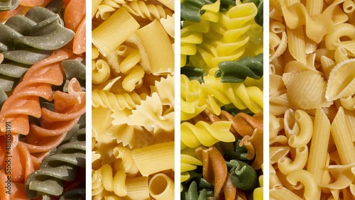 pasta tasty spaghetti video sliding food frames noodles spinach tomato flavor uncooked raw moving food background