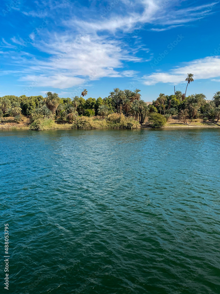 Tropical views in the nile river from a boat Tropical views in the nile river from a boat