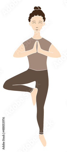 Yoga tree pose woman vector