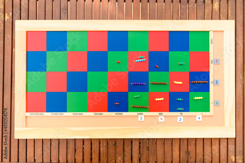 View from above of a montessori checkerboard. photo