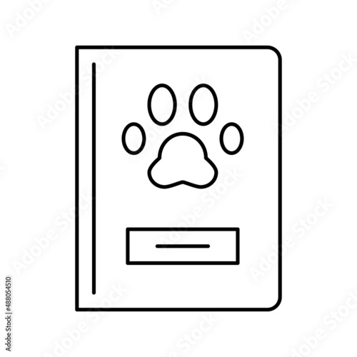 pet passport line icon vector flat illustration