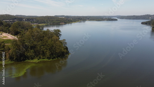 Fototapeta Naklejka Na Ścianę i Meble -  Aerial drone footage of ribeirão pires dam in brazil