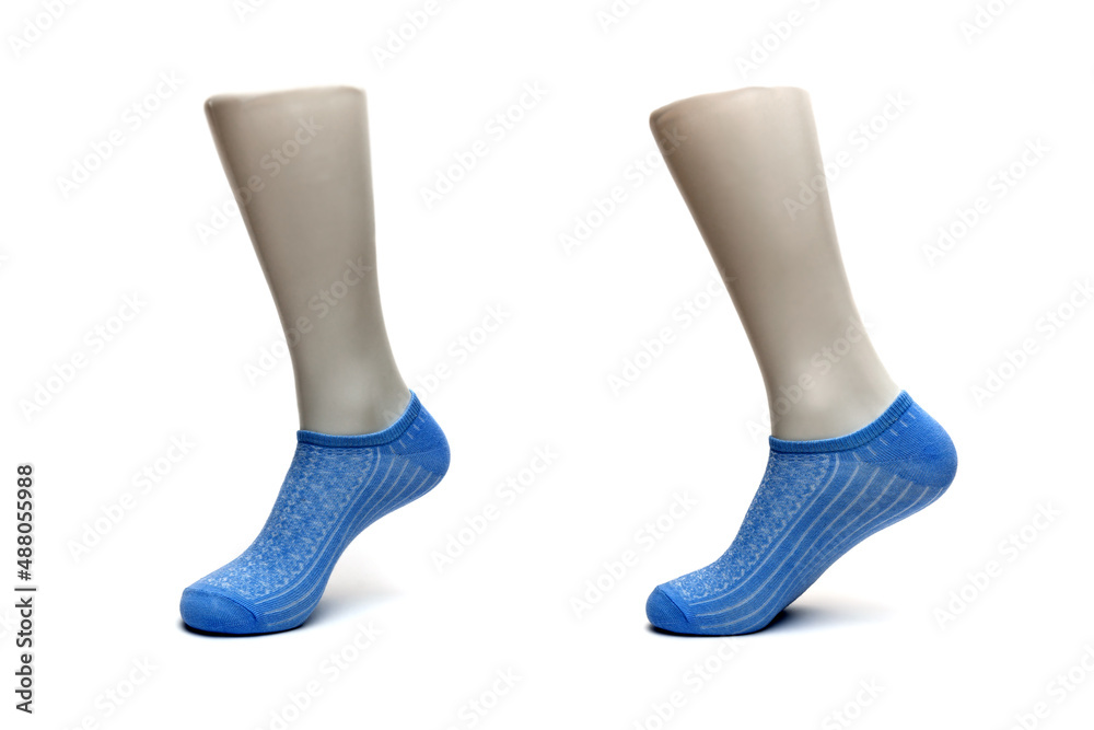 female socks of blue color on a white background female socks of blue color on a white background