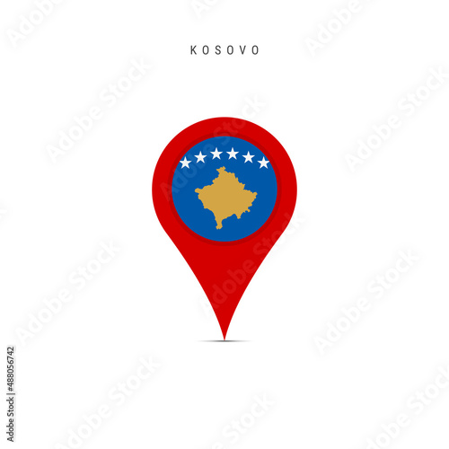 Teardrop map marker with flag of Kosovo. Kosovan flag inserted in the location map pin. Flat vector illustration isolated on white background. Free Download Teardrop map marker with flag of Kosovo. Kosovan flag inserted in the location map pin. Flat vector illustration isolated on white background. - GFXLoad