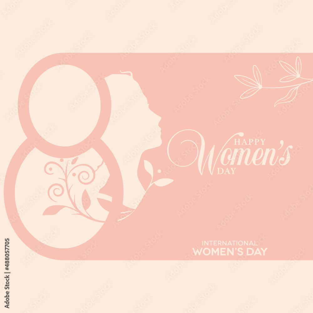 Women day card Woman silhouette and flowers Vector