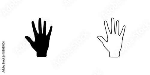 Hand palm vector icon. Open hand flat vector illustration. Palm Isolated on a white background.